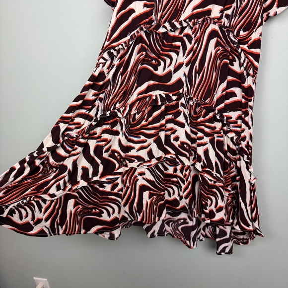 Anthropologie Robin Tiered Mini Dress in Brown/White Marble Animal - Picture 5 of 9